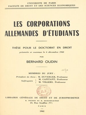 cover image of Les corporations allemandes d'étudiants